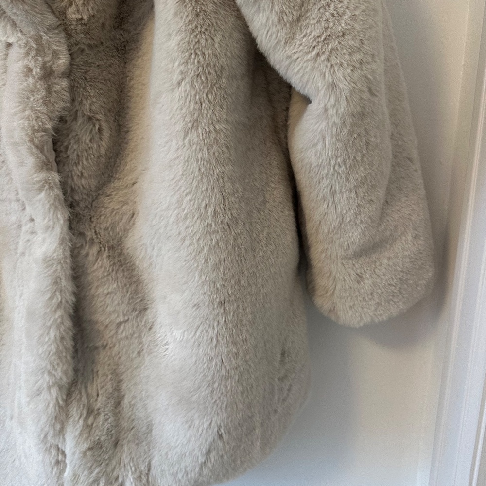Steve Madden Snow Faux-Fur Teddy Coat in Beige | Size Small - Picture 4 of 10